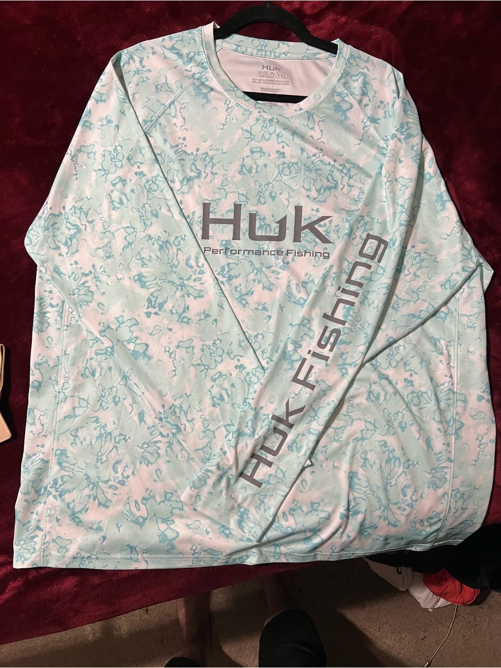 Huk Performance Shirt in Aqua Marble Print